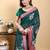 dark green colour Reay to wear elegant print linen cotton saree with jacquard border & unstitched blouse