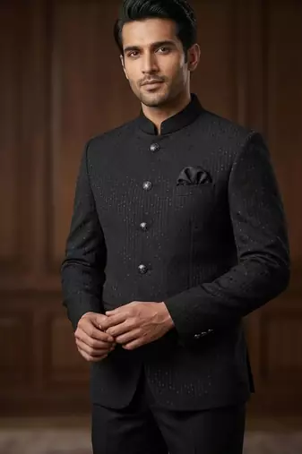 Black color party wear jodhpuri for men | premium designer bandhgala ethnic wear