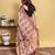 cream colour Ready to wear elegant print linen cotton saree with jacquard border & unstitched blouse