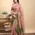 pink colour Ready to wear elegant print linen cotton saree with jacquard border & unstitched blouse