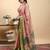 pink colour Ready to wear elegant print linen cotton saree with jacquard border & unstitched blouse