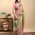 pink colour Ready to wear elegant print linen cotton saree with jacquard border & unstitched blouse