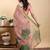 pink colour Ready to wear elegant print linen cotton saree with jacquard border & unstitched blouse