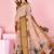 peach colour Ready to wear elegant print linen cotton saree with jacquard border & unstitched blouse
