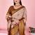 peach colour Ready to wear elegant print linen cotton saree with jacquard border & unstitched blouse