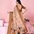 peach colour Ready to wear elegant print linen cotton saree with jacquard border & unstitched blouse