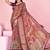 coral colour Ready to wear elegant print linen cotton saree with jacquard border & unstitched blouse
