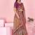 coral colour Ready to wear elegant print linen cotton saree with jacquard border & unstitched blouse