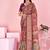 coral colour Ready to wear elegant print linen cotton saree with jacquard border & unstitched blouse