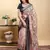 cream colour Ready to wear elegant print linen cotton saree with jacquard border & unstitched blouse
