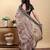 cream colour Ready to wear elegant print linen cotton saree with jacquard border & unstitched blouse