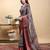 grey colour Ready to wear elegant print linen cotton saree with jacquard border & unstitched blouse