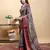 grey colour Ready to wear elegant print linen cotton saree with jacquard border & unstitched blouse