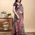 grey colour Ready to wear elegant print linen cotton saree with jacquard border & unstitched blouse