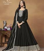 Black Art Silk Gown with Cording Work