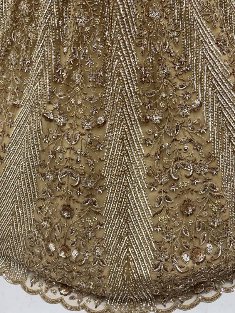 Gorgeous Beige Sequins Net Engagement Wear Lehenga Choli With Dupatta
