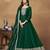 Bottle Green Cording Work Art Silk Semi Stiched Gown 