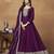 WINE CORDING WORK ART SILK SEMI STICHED GOWN 
