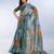 teal blue colour Ready to wear abstract printed erode anmol silk saree with designer unstitched  blouse