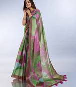 multi colour Ready to wear abstract printed erode anmol silk saree with designer unstitched  blouse