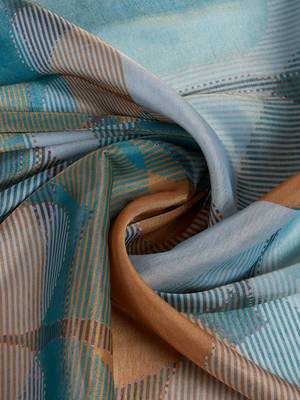 teal blue colour Ready to wear abstract printed erode anmol silk saree with designer unstitched  blouse 3