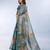 teal blue colour Ready to wear abstract printed erode anmol silk saree with designer unstitched  blouse