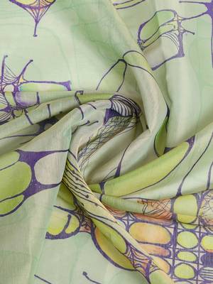 light green colour Ready to wear abstract printed erode anmol silk saree with designer unstitched  blouse 4