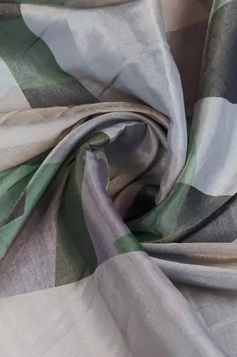 grey colour Ready to wear abstract printed erode anmol silk saree with designer unstitched  blouse