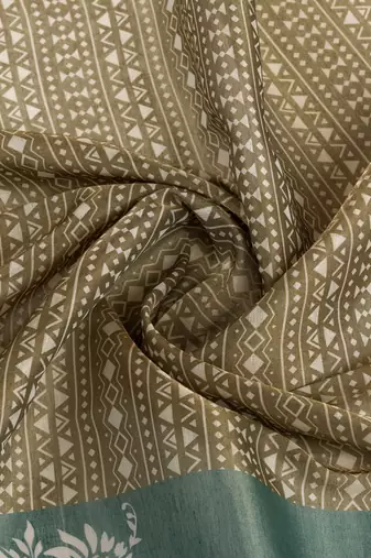 teal colour Ready to wear abstract printed erode anmol silk saree with designer unstitched  blouse