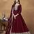 MAROON CORDING WORK ART SILK SEMI STICHED GOWN 