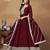 MAROON CORDING WORK ART SILK SEMI STICHED GOWN 