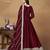 MAROON CORDING WORK ART SILK SEMI STICHED GOWN 