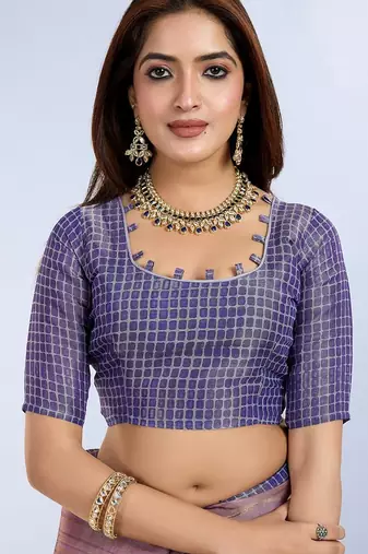 lavender colour Ready to wear abstract printed erode anmol silk saree with designer unstitched  blouse
