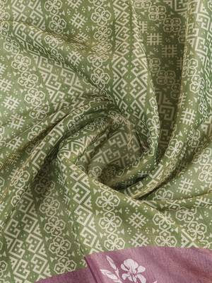 green colour Ready to wear abstract printed erode anmol silk saree with designer unstitched  blouse 4