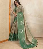 brown colour Ready to wear abstract printed erode anmol silk saree with designer unstitched  blouse