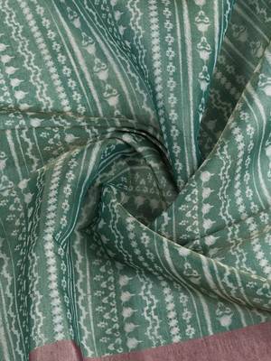 green pre draped abstract printed erode anmol silk saree with designer blouse 5