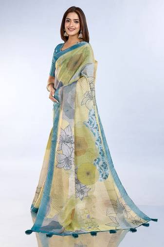 multi colour Ready to wear abstract printed erode anmol silk saree with designer unstitched  blouse