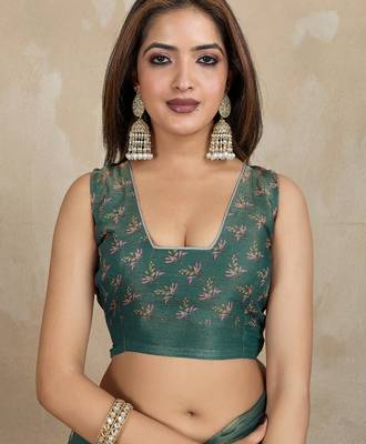 grey colour Ready to wear abstract printed erode anmol silk saree with designer unstitched  blouse 5