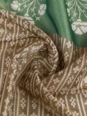 brown colour Ready to wear abstract printed erode anmol silk saree with designer unstitched  blouse 4