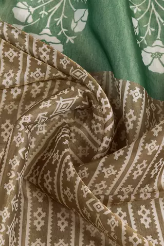 brown colour Ready to wear abstract printed erode anmol silk saree with designer unstitched  blouse