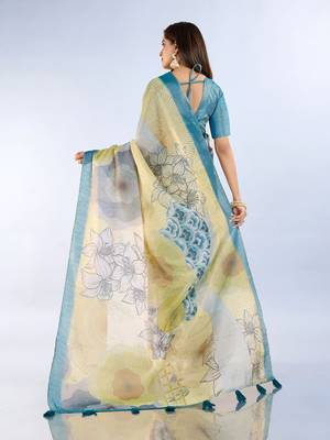 multi colour Ready to wear abstract printed erode anmol silk saree with designer unstitched  blouse 2