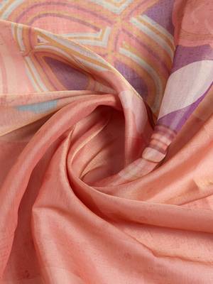 coral colour Ready to wear abstract printed erode anmol silk saree with designer unstitched  blouse 5