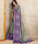 purple colour Ready to wear abstract printed erode anmol silk saree with designer unstitched  blouse