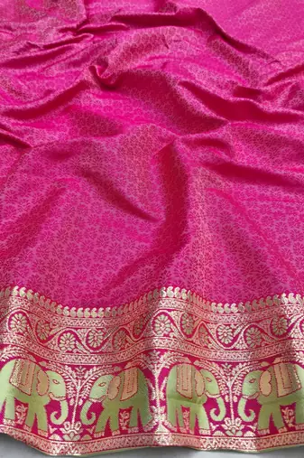 Light green zari woven silk blend saree with blouse piece