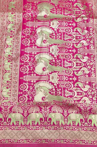 Light green zari woven silk blend saree with blouse piece