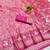 Pink zari woven banarasi silk blend saree with blouse piece