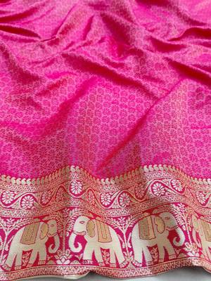 Cream zari woven silk blend saree with blouse piece 4