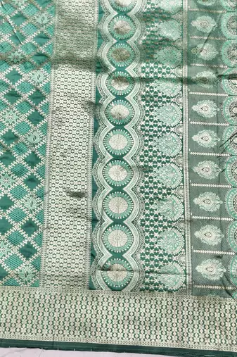 Light blue zari woven silk blend saree with blouse piece