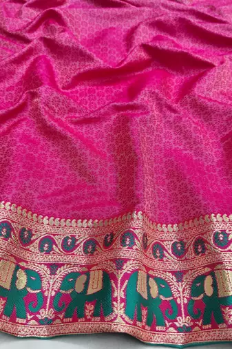 Blue zari woven silk blend saree with blouse piece