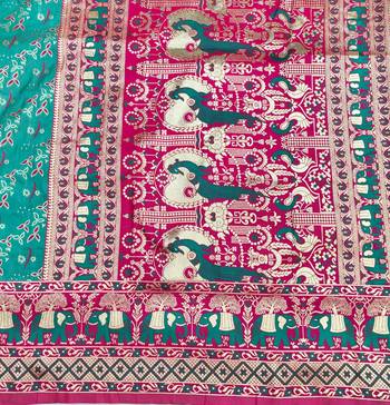 Blue zari woven silk blend saree with blouse piece 5